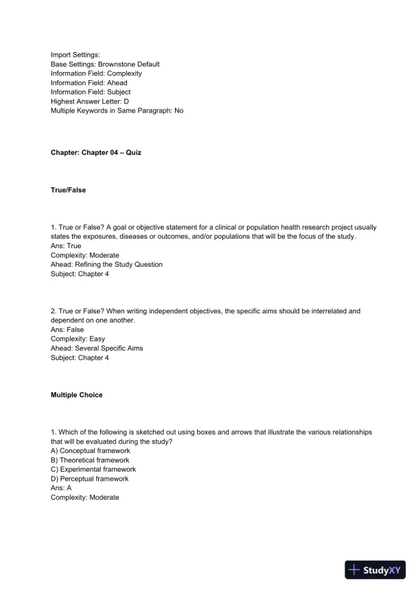 Clinical and Population Health Research Practice Exam with Answers (73 Solved Questions) - Page 8 preview image