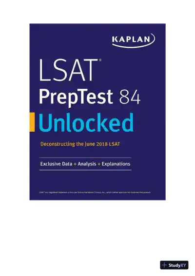 LSAT PrepTest 84 Unlocked: Exclusive Data + Analysis + Explanations (2019) - Page 1 preview image