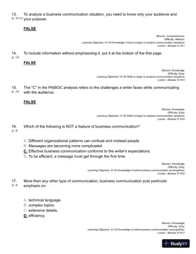 Business Communication : Building Critical Skills Test Bank - Page 13 preview image