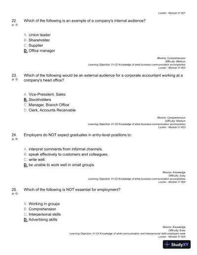 Business Communication : Building Critical Skills Test Bank - Page 15 preview image