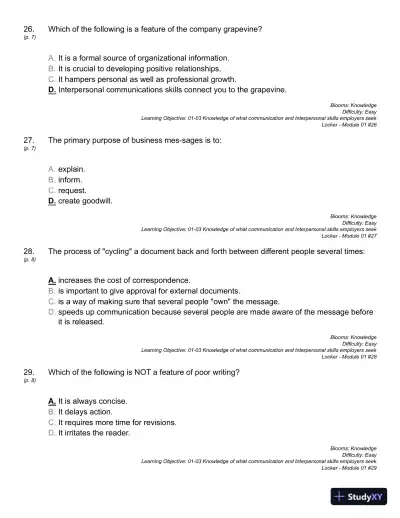 Business Communication : Building Critical Skills Test Bank - Page 16 preview image