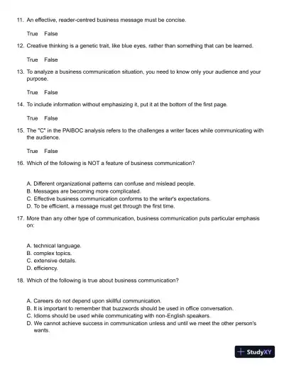 Business Communication : Building Critical Skills Test Bank - Page 3 preview image