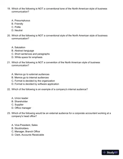 Business Communication : Building Critical Skills Test Bank - Page 4 preview image