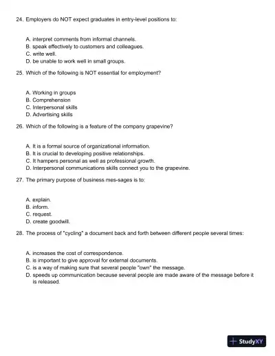 Business Communication : Building Critical Skills Test Bank - Page 5 preview image