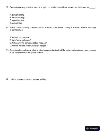 Business Communication : Building Critical Skills Test Bank - Page 8 preview image