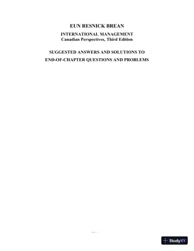 International Financial Management: Canadian Perspective 3rd Edition Solution Manual - Page 1 preview image