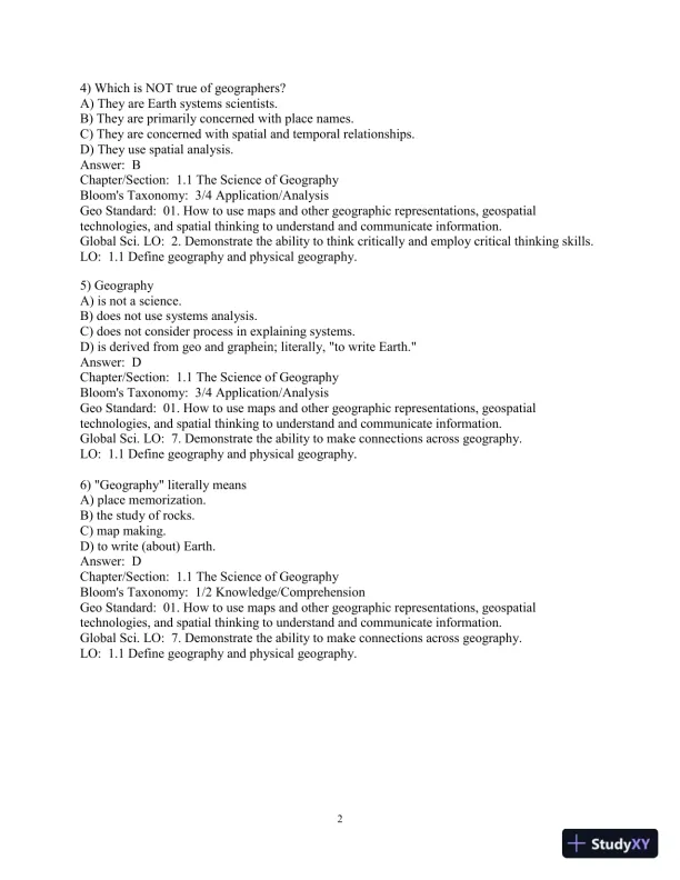 Test Bank for Elemental Geosystems, 9th Edition - Page 3 preview image
