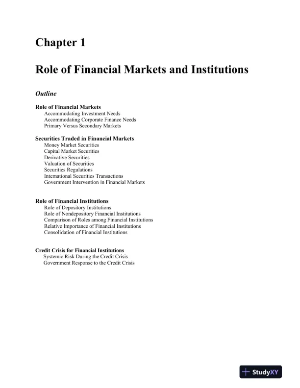 Financial Markets and Institutions, 11th Edition Solution Manual - Page 1 preview image