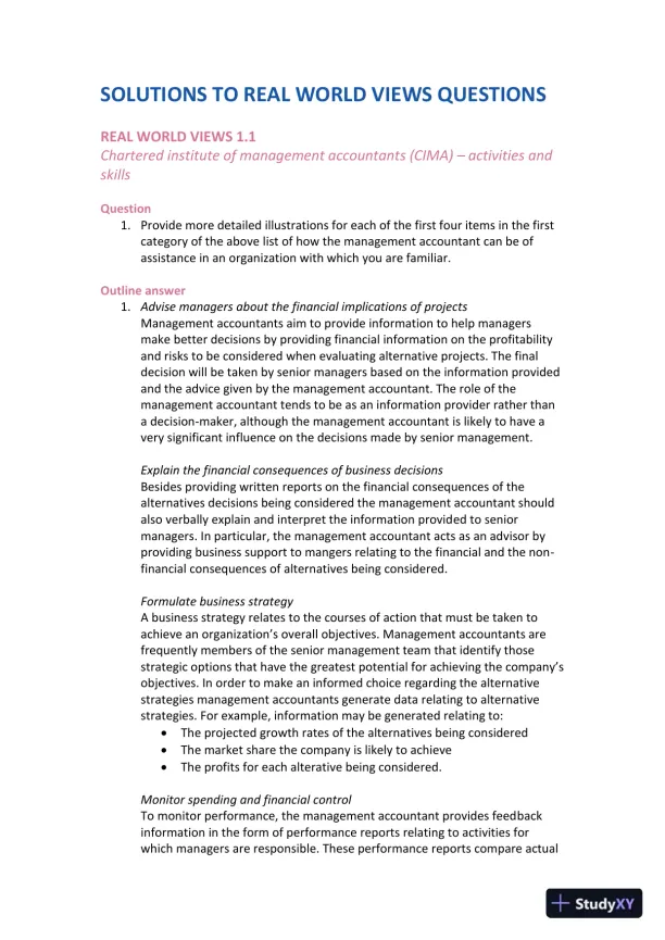 Management and Cost Accounting, 10th Edition Solution Manual - Page 1 preview image