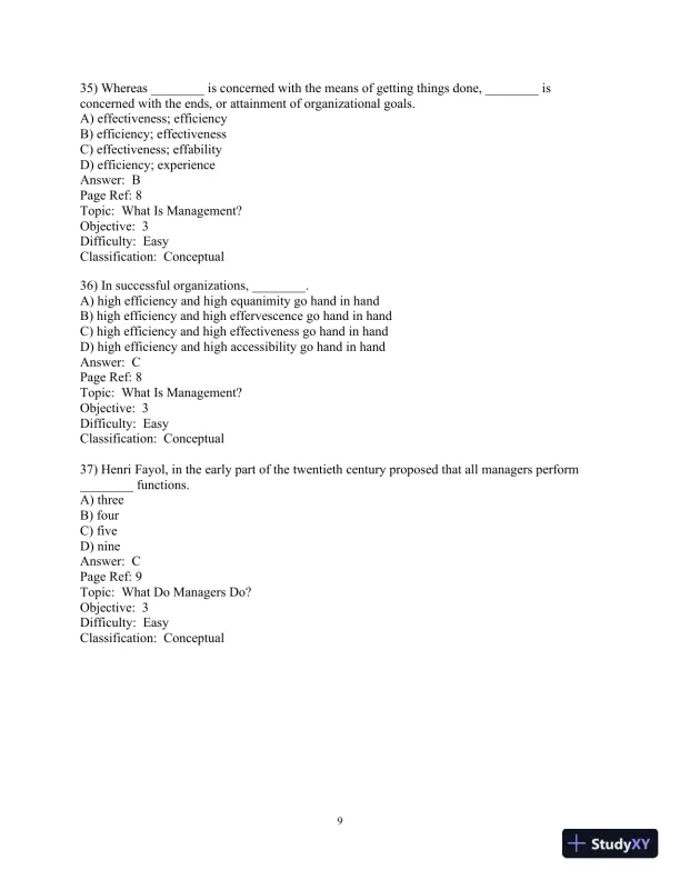 Test Bank For Management, 11th Edition - Page 10 preview image