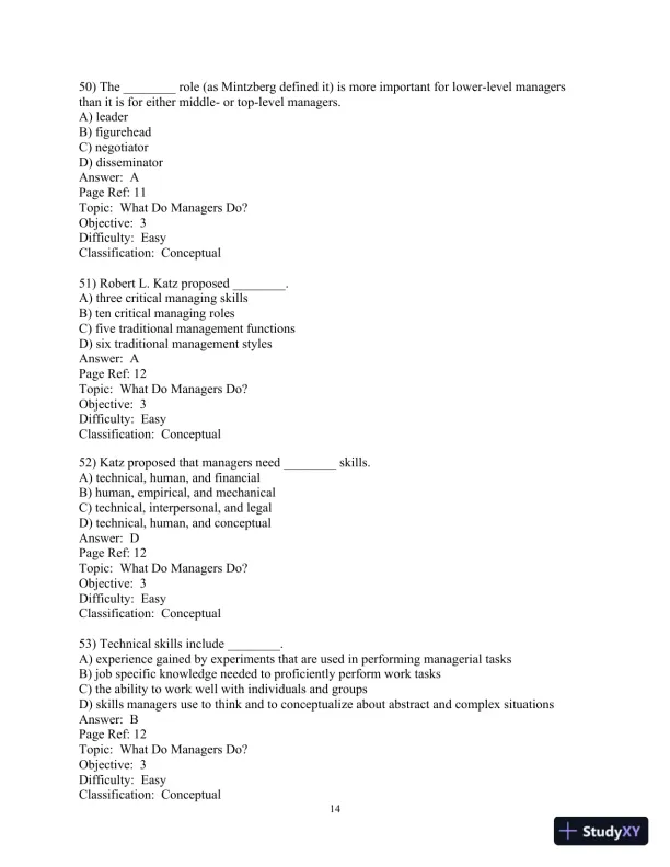 Test Bank For Management, 11th Edition - Page 15 preview image