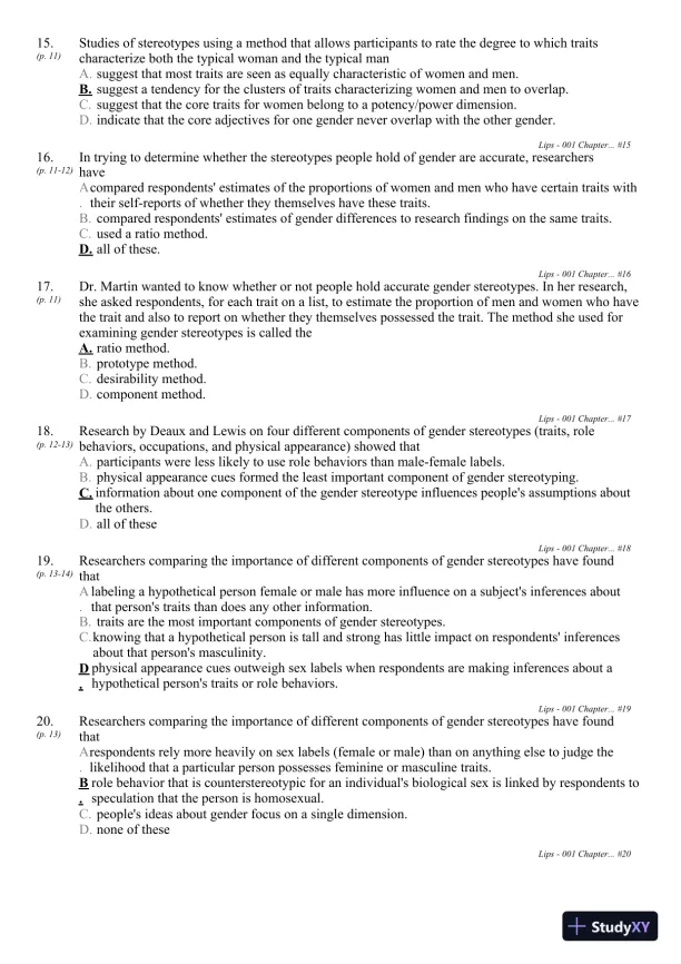 Sex and Gender 6th Edition Test Bank - Page 14 preview image