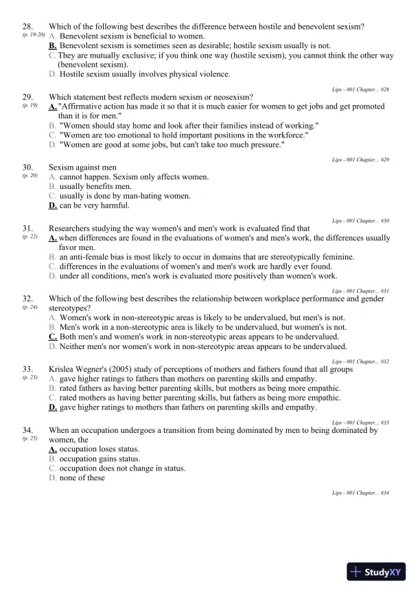 Sex and Gender 6th Edition Test Bank - Page 16 preview image