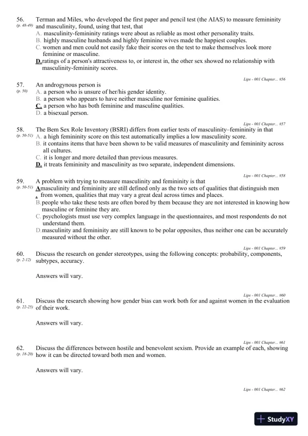 Sex and Gender 6th Edition Test Bank - Page 20 preview image