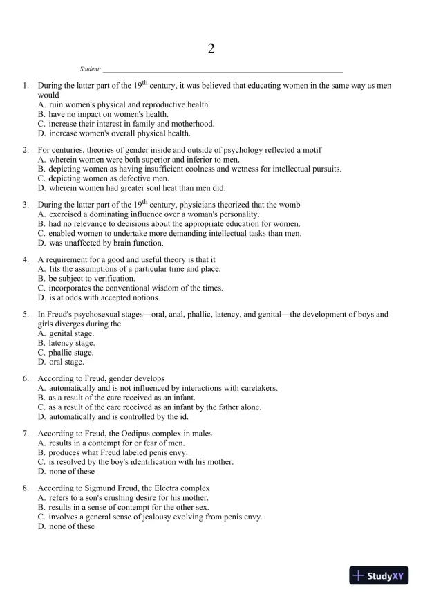 Sex and Gender 6th Edition Test Bank - Page 23 preview image