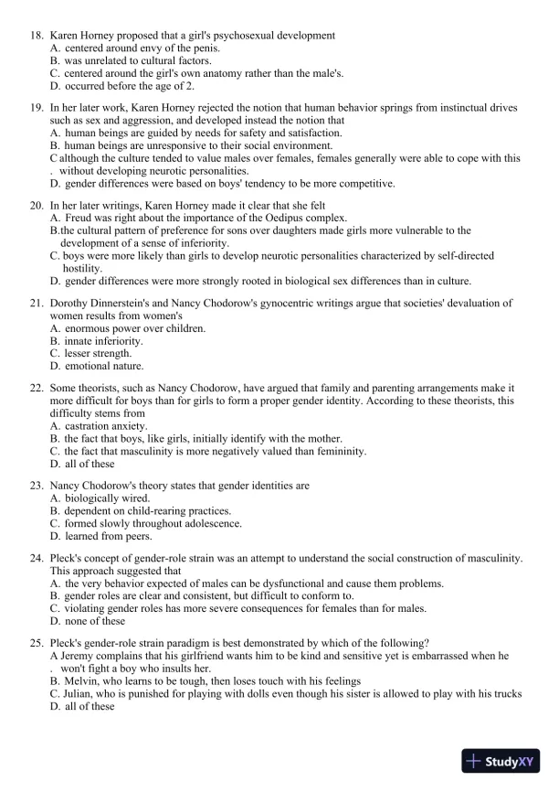 Sex and Gender 6th Edition Test Bank - Page 25 preview image