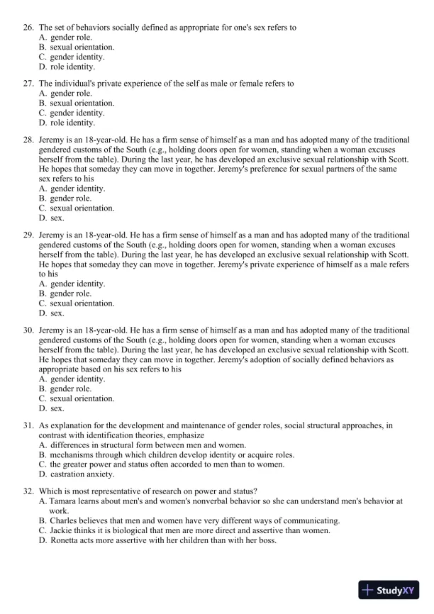 Sex and Gender 6th Edition Test Bank - Page 26 preview image