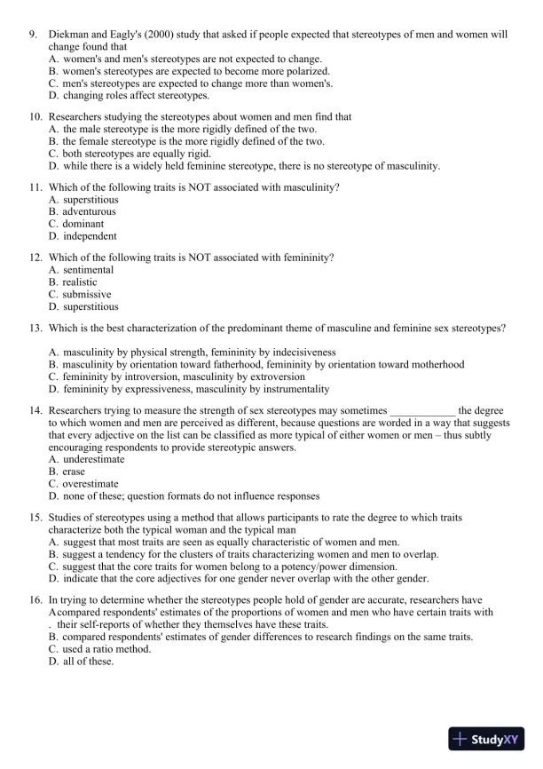 Sex and Gender 6th Edition Test Bank - Page 3 preview image