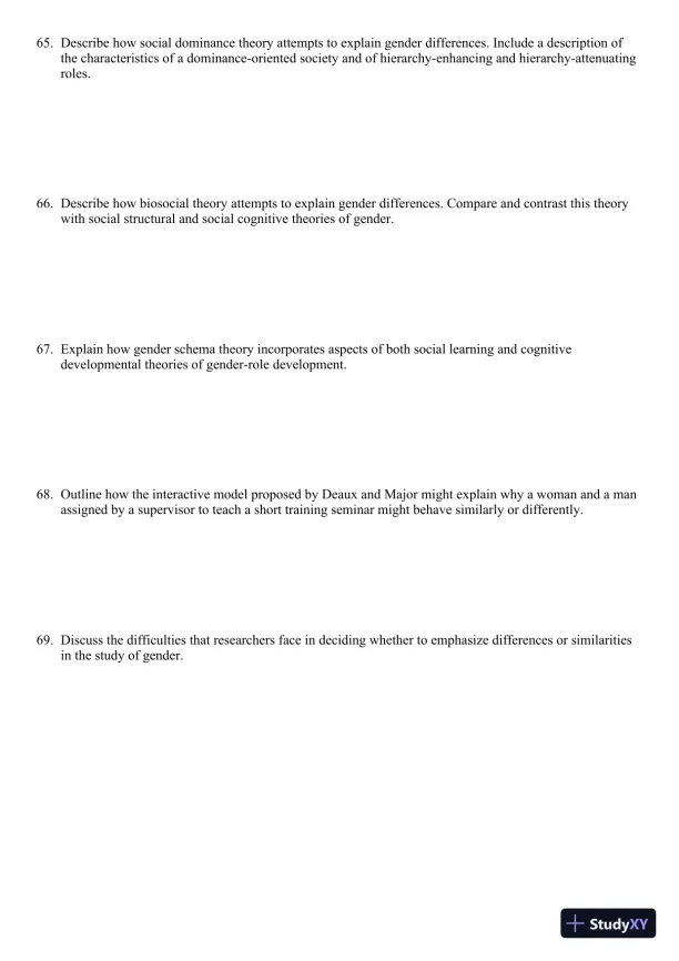 Sex and Gender 6th Edition Test Bank - Page 31 preview image