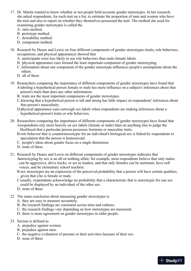 Sex and Gender 6th Edition Test Bank - Page 4 preview image