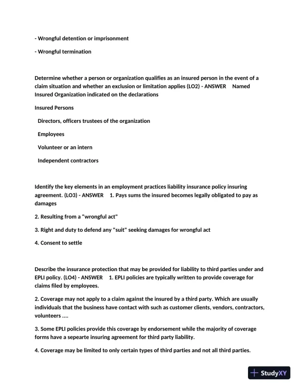 2023 CIC Commercial Multiline Exam with Answers (110 Solved Questions) - Page 12 preview image