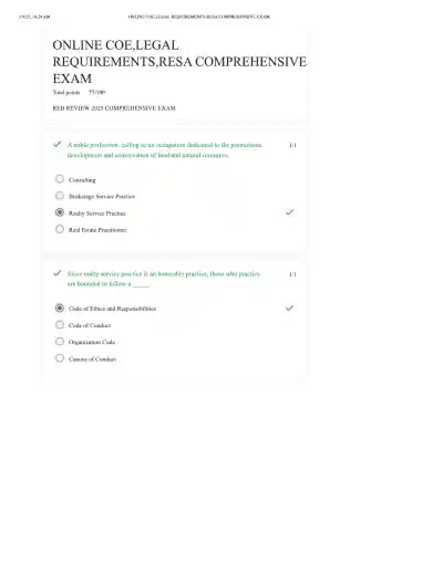 2025 Online Coe,Legal Requirements,Resa Comprehens - Page 1 preview image