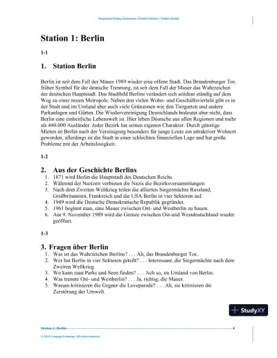 Stationen, 3rd Edition (World Languages) Solution Manual - Page 1 preview image