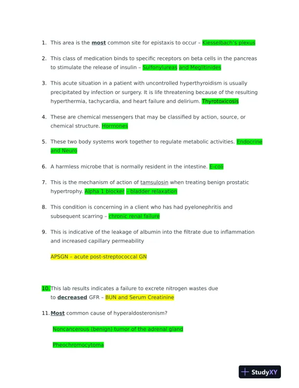 2023 NR545 Pathophysiology Practice Exam With Answers (62 Solved Questions) - Page 1 preview image