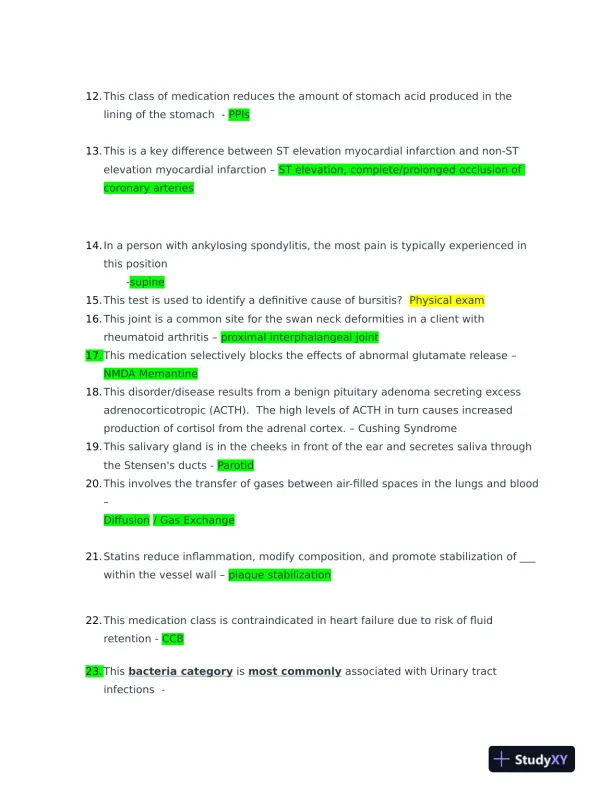 2023 NR545 Pathophysiology Practice Exam With Answers (62 Solved Questions) - Page 3 preview image