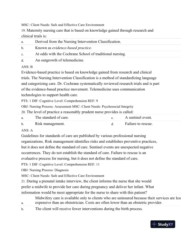Test Bank For Maternal Child Nursing Care, 5th Edition - Page 11 preview image
