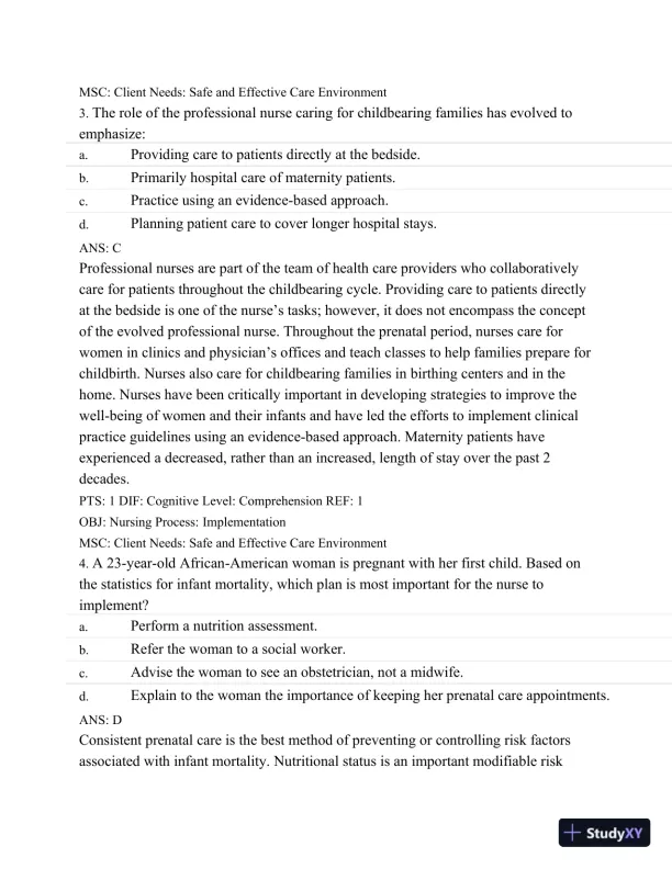 Test Bank For Maternal Child Nursing Care, 5th Edition - Page 3 preview image