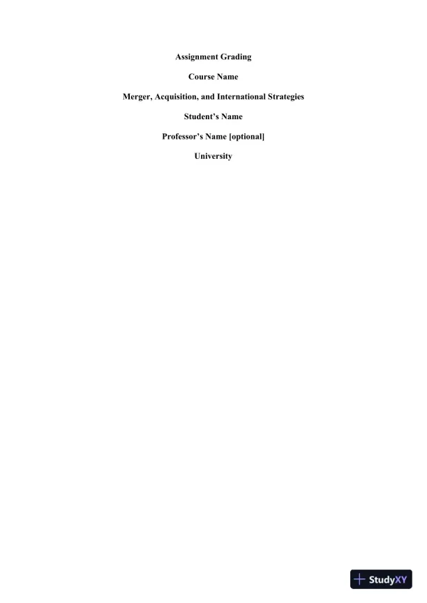 Merger, Acquisition, and International Strategies - Page 1 preview image