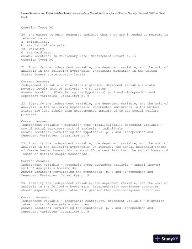 Essentials of Social Statistics for a Diverse Society Second Edition Test Bank - Page 5 preview image