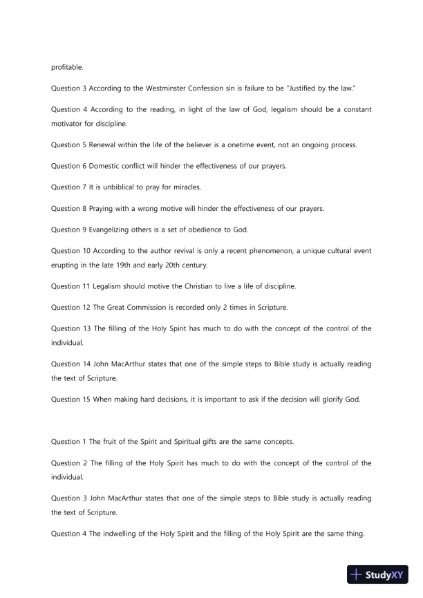 Liberty University THEO 104 Quiz 7 Complete Solutions Correct Answers Key - Page 3 preview image