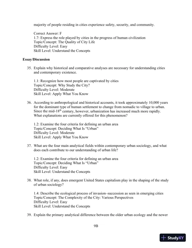 Test Bank for Cities and Urban Life, 7th Edition - Page 10 preview image