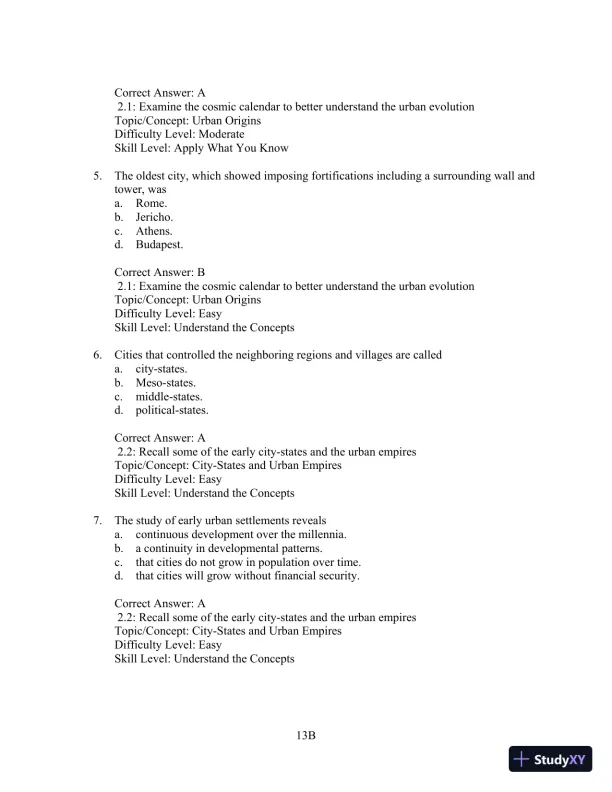 Test Bank for Cities and Urban Life, 7th Edition - Page 13 preview image