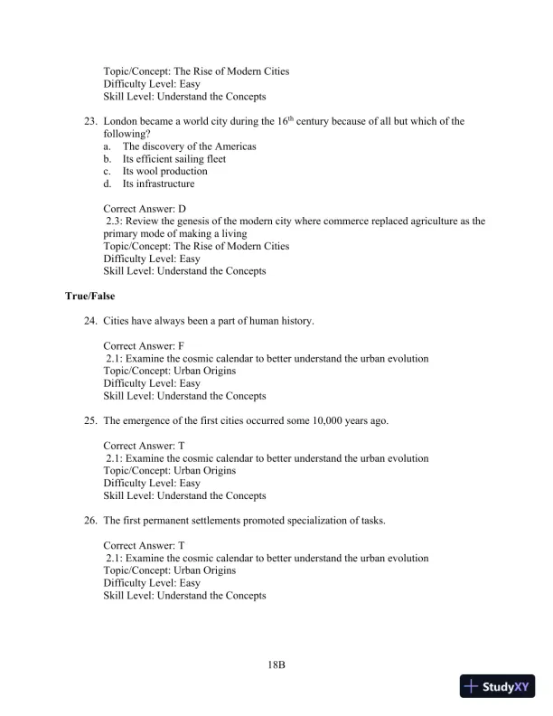 Test Bank for Cities and Urban Life, 7th Edition - Page 18 preview image