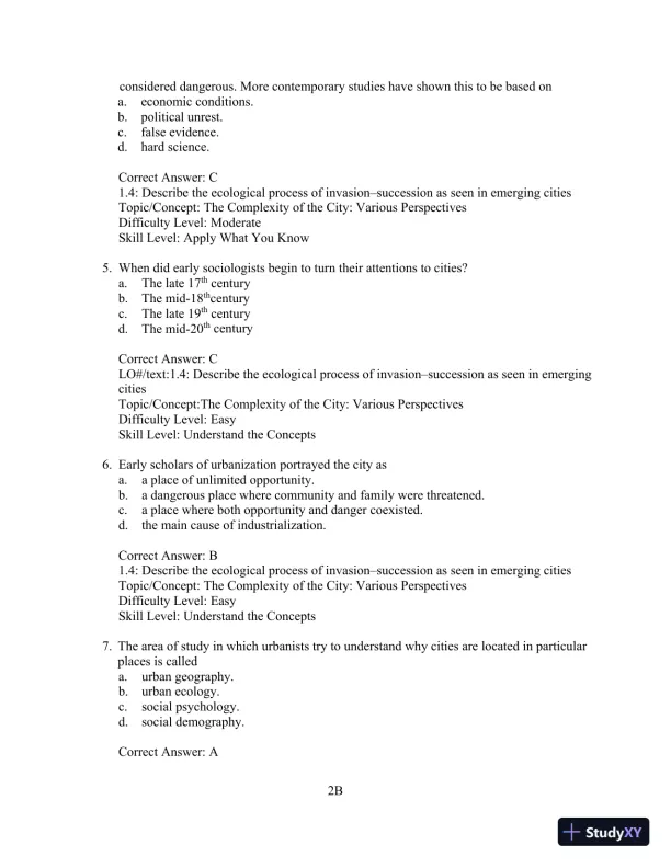 Test Bank for Cities and Urban Life, 7th Edition - Page 3 preview image