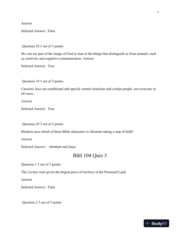 Bibl 104 Comprehensive Quiz Review: Biblical Interpretation and Key Old Testament Events - Page 8 preview image
