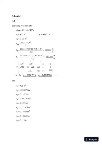 Solution Manual for Finite Element Analysis: Theory and Application with ANSYS, 5th Edition - Page 1 preview image