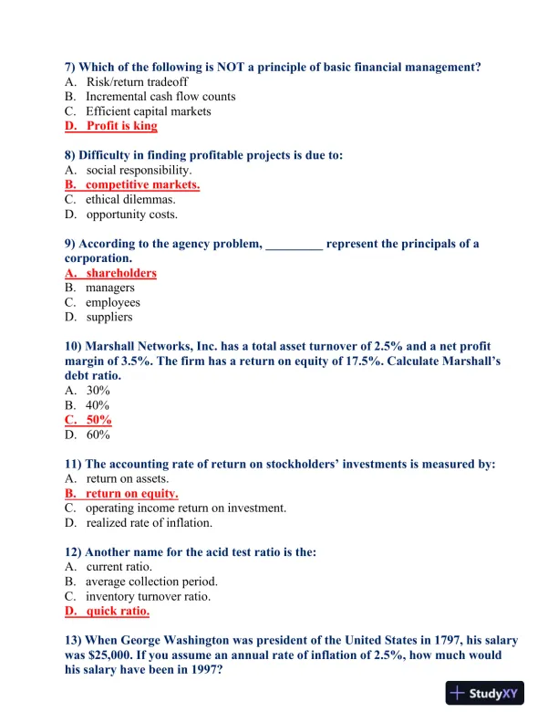 FIN 370 Final Exam - Page 3 preview image
