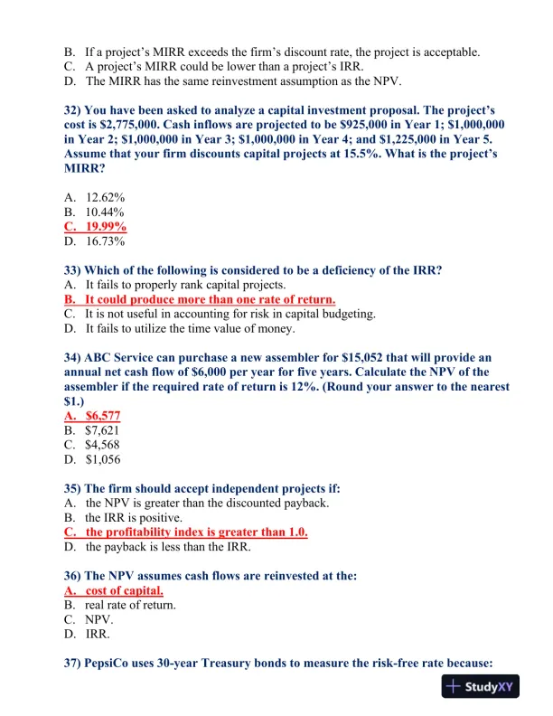 FIN 370 Final Exam - Page 7 preview image