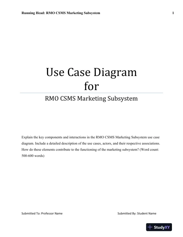 Use Case Diagram for RMO CSMS Marketing Subsystem - Page 1 preview image