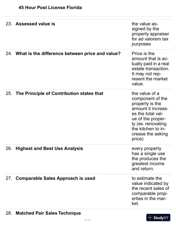 45 Hour Post License Florida Practice Exam with Answers (140 Solved Questions) - Page 6 preview image