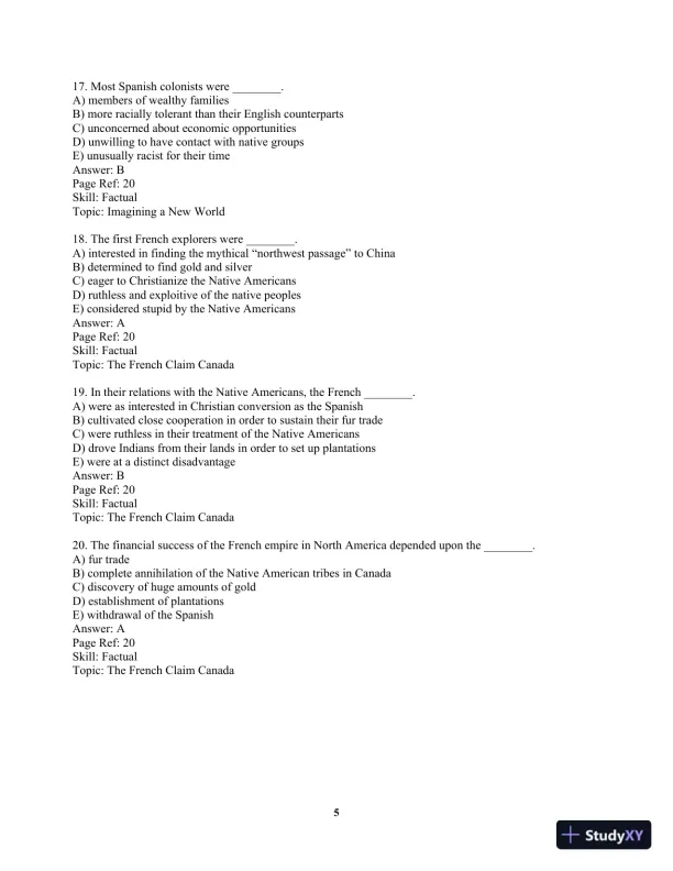 America Past and Present, Volume 1 (to 1877) 8th Edition Test Bank - Page 8 preview image