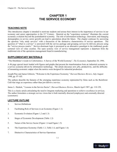 Service Management: Operations, Strategy, Information Technology, 1st Edition Solution Manual - Page 1 preview image