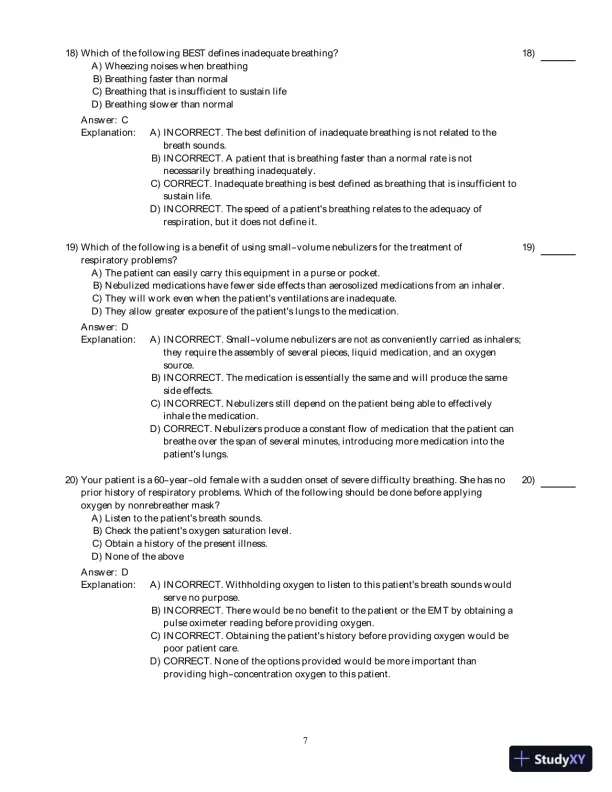 Emergency Care (EMT), 13th Edition Test Bank - Page 25 preview image
