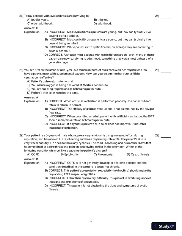 Emergency Care (EMT), 13th Edition Test Bank - Page 28 preview image
