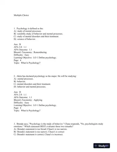 Scientific American: Psychology 1st Edition Test Bank - Page 1 preview image