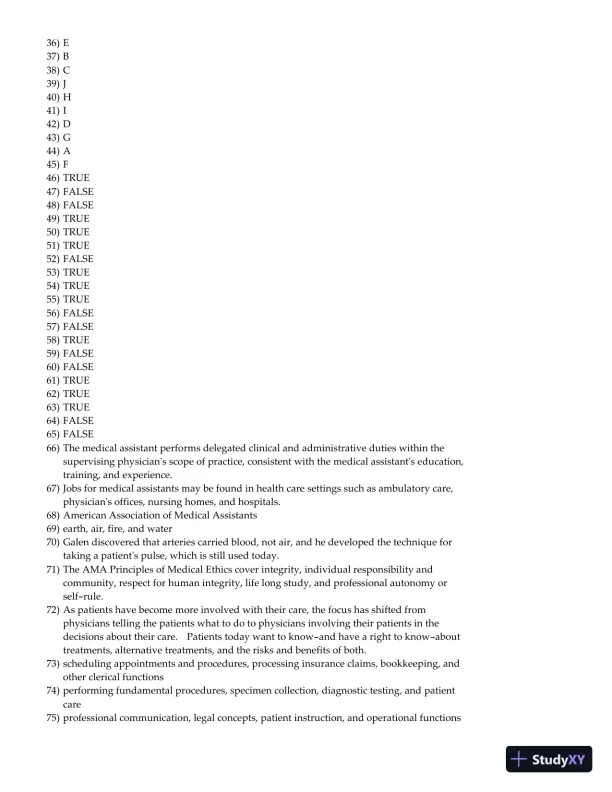 Clinical Medical Assisting: Foundations and Practice 1st Edition Test Bank - Page 8 preview image